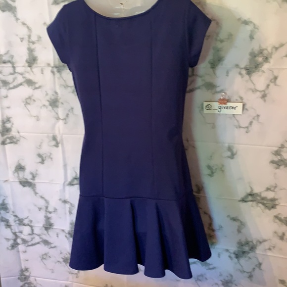 L Kimchi Blue Drop Waist Princess Cut Blue Jersey Dress - Picture 3 of 15